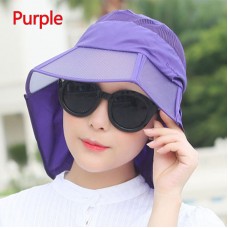 Mujer Foldable Thin Breathable Wide Brim Beach Hat Outdoor Sport Cap Purple  eb-86904834